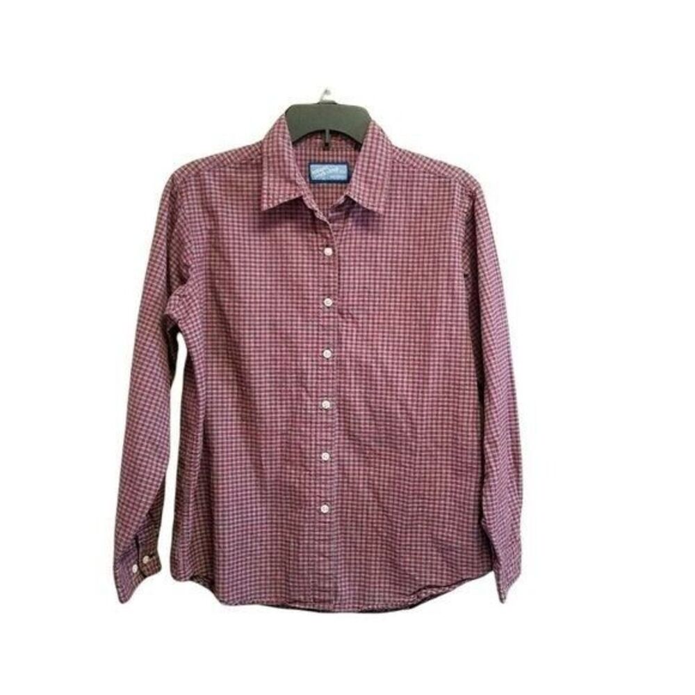 Apparel Workshop For Her Womens Sz L Red Blue Checks Long Sleeve Button Down